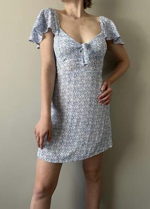 Платье stradivarius мини с пишным рукавом плаття сукня6 фото