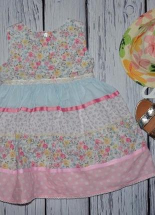1 - 2 года 86 - 92 см обалденное фирменное нарядное очень пышное платье сарафан цветочки4 фото