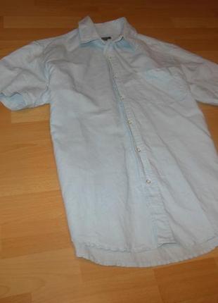 Голубая летняя  рубашка с коротким рукавом
