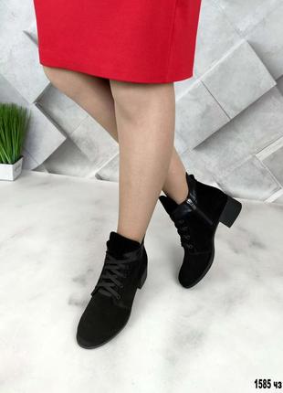 Женские замшевые ботинки на небольшом каблуке6 фото