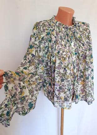 Шикарная объемная блузка в цветочный принт bik bok (размер 36)6 фото