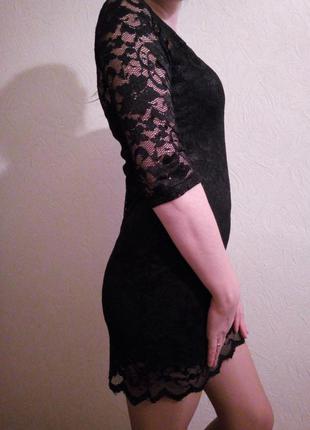 Шикарное черное кружевное платье4 фото