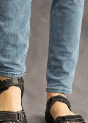 Чоловічі сандалі шкіряні літні чорні-сірі - чоловіче взуття на літо ,20226 фото