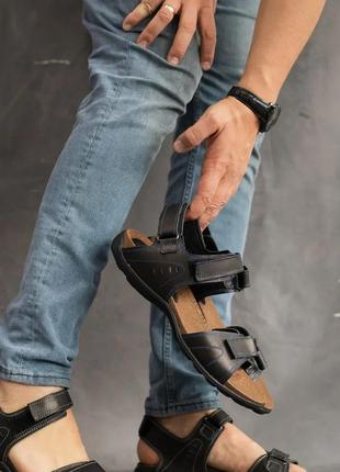 Чоловічі сандалі шкіряні літні чорні-сірі - чоловіче взуття на літо ,20228 фото