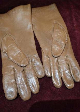 Перчатки из натуральной кожи коричневого цвета. размер 7.2 фото