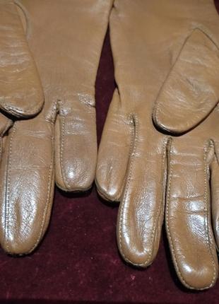 Перчатки из натуральной кожи коричневого цвета. размер 7.3 фото