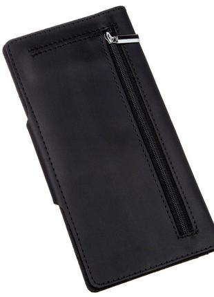 Бумажник мужской вертикальный из винтажной кожи на кнопках shvigel 16182 черный2 фото