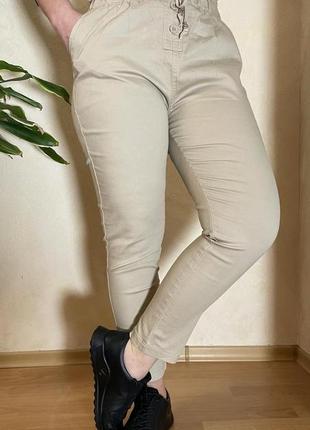 Коттоновые женские зауженные брюки большие  размеры 50-58