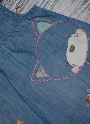 3 - 6 месяцев обалденный джинсовый сарафан для модницы котик с рюшами next некст4 фото