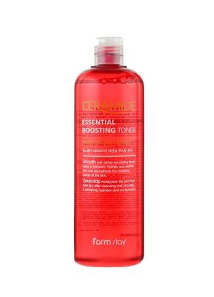 Тонер-бустер для особи з керамідами farm stay ceramide essential boosting toner