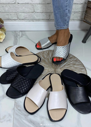 Жіночі шкіряні шльопанці різні забарвлення