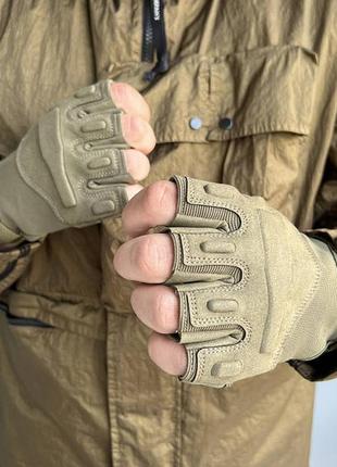 Тактические перчатки военные без пальцев походные армейские солдатские
