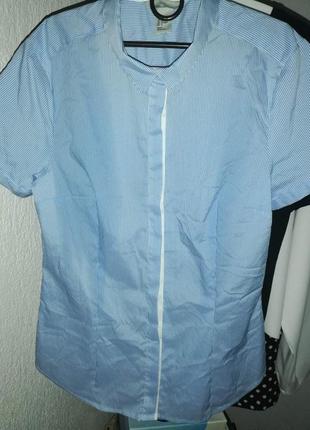 Рубашка офисная slim fit стрейч полоска голубая 38 м р.2 фото