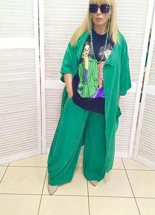 Шикарный шелковый костюм италия 🇮🇹 кардиган и брюки