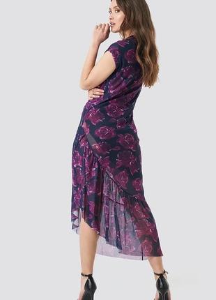 Платье миди летние сетка фатиновое рюша в цветок по фигуре na-kd9 фото