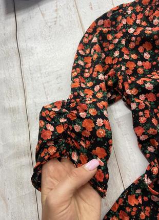 Блуза в цветочный принт на затяжках, блузка цветастая, топ3 фото