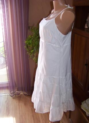 Белоснежное индийское хлопковое платье-сарафан на бретельках evie 14uk3 фото