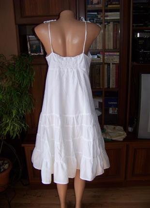 Белоснежное индийское хлопковое платье-сарафан на бретельках evie 14uk4 фото