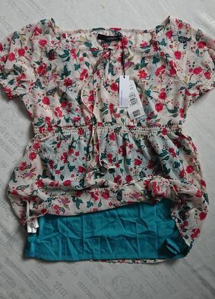 Красивая летняя блуза+маечка calvin klein (оригинал), цветочный принт8 фото