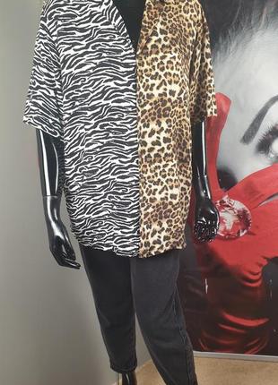 Натуральная рубашка в анималистический принт  винтаж