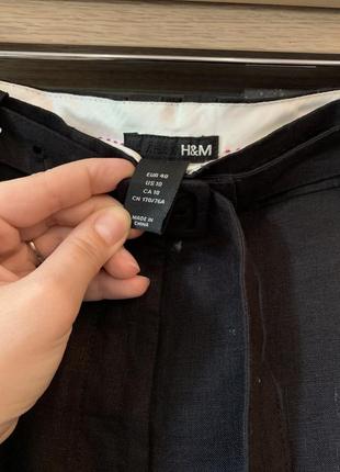 Брюки лен h&m хэм швеция черные и белые, р 34, 36, 404 фото