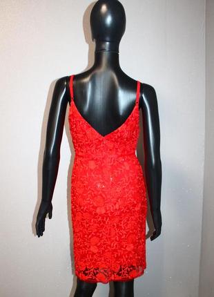 Lipsy london красное кружевное платье футляр в пайетках на бретельках3 фото
