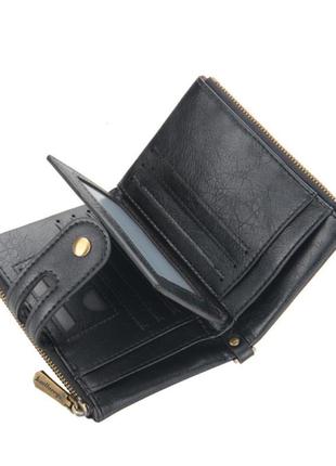 Мужской кожаный кошелек baellery в винтажном стиле черный в подарочной упаковке3 фото