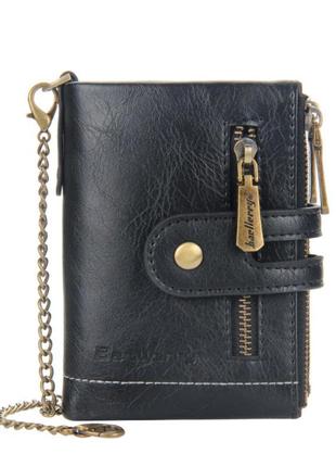 Мужской кожаный кошелек baellery в винтажном стиле черный в подарочной упаковке8 фото