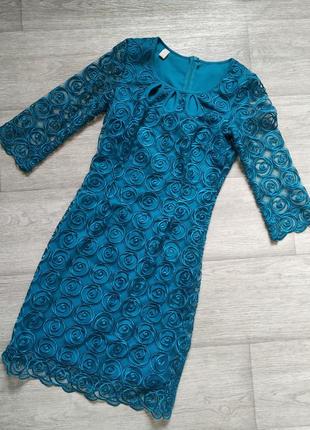 Платье, бирюза, sx + подарок 70а бюстгалтер небесного цвета