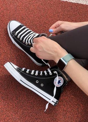 Converse chuck taylor all star high black 3.0 трендові класичні кеди чорні конверс весна літо классические черные кеды конверсы4 фото