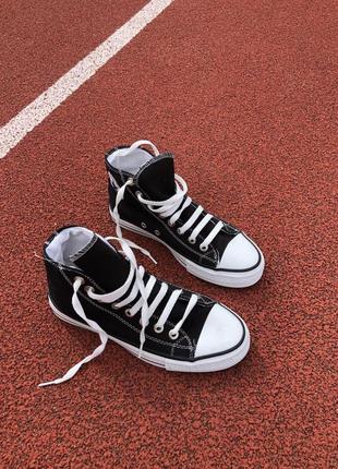 Converse chuck taylor all star high black 3.0 трендові класичні кеди чорні конверс весна літо классические черные кеды конверсы8 фото