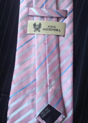 🙀 steve alexendra! hand made! крутой розовый галстук в полоску!👍3 фото