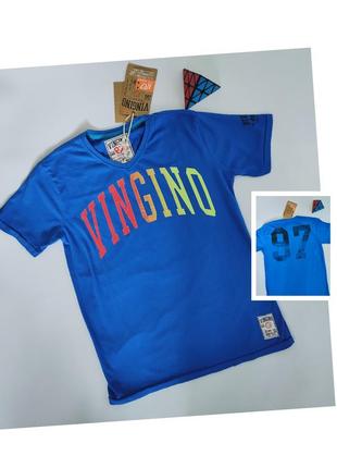 Синяя футболка с образным вырезом и ярким принтом vingino, 152 см 11, 12 лет