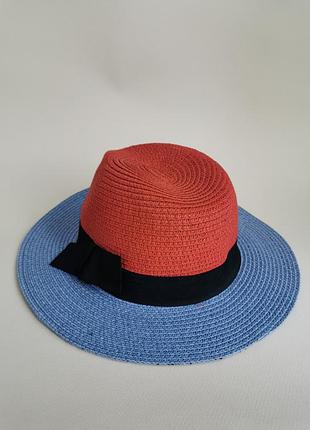 Капелюх жіночий солом'яна червона з блакитним s