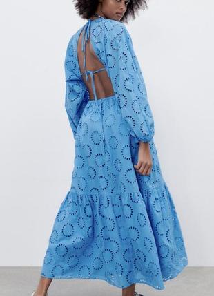 Платье длинное с вырезами с вышивкой вышитое вискоза zara оригинал7 фото