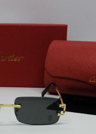 Cartier модные узкие солнцезащитные очки унисекс черные безоправные1 фото