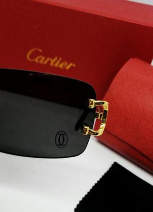 Cartier модные узкие солнцезащитные очки унисекс черные безоправные9 фото