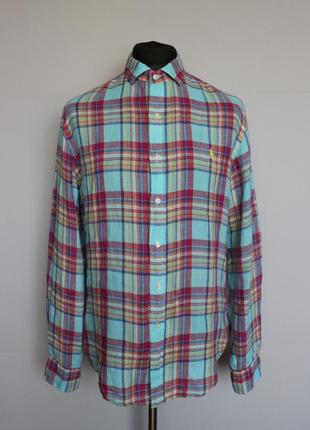 Polo ralph lauren изумительная мужская льняная рубашка чоловіча лляна сорочка