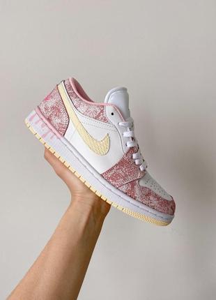 Nike air jordan 1 low paint drip женские кроссовки найк аир джордан белые с розовым