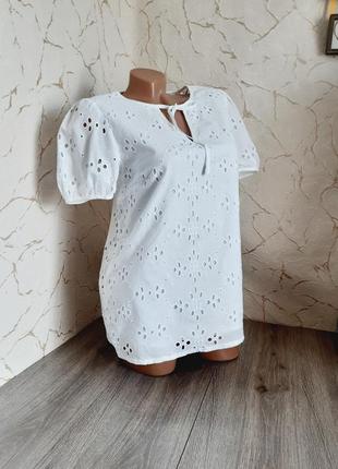 Блуза рубашка сорочка белая прошва,44 р2 фото