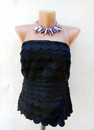 Роскошный черный карсет на молнии,в сеточьку и рюш,валан.