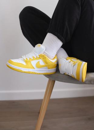 Nike sb dunk low yellow/white жіночі жовті кросівки найк аїр джордан3 фото