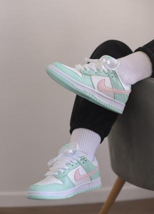 Шикарные женские кроссовки nike sb dunk low mint/pink 🔺️ найк аир джордан8 фото