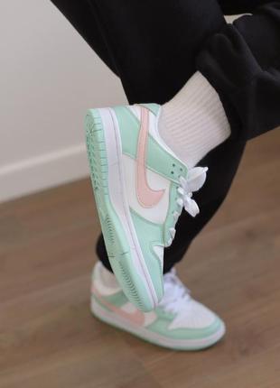 Шикарные женские кроссовки nike sb dunk low mint/pink 🔺️ найк аир джордан6 фото