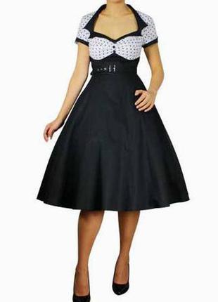 42-44р. нарядное чёрно-белое платье, хлопок chic star модель polka1 фото
