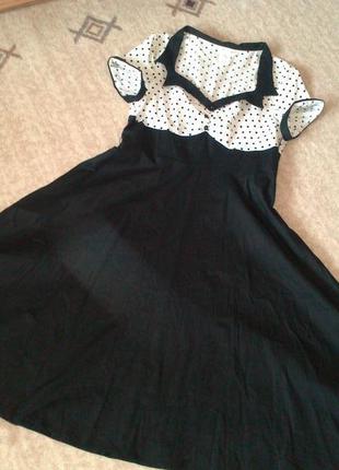 42-44р. нарядное чёрно-белое платье, хлопок chic star модель polka2 фото