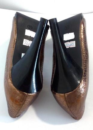 Нарядные бронзовые туфли на шпильке от limited collection, р.38 код t08837 фото