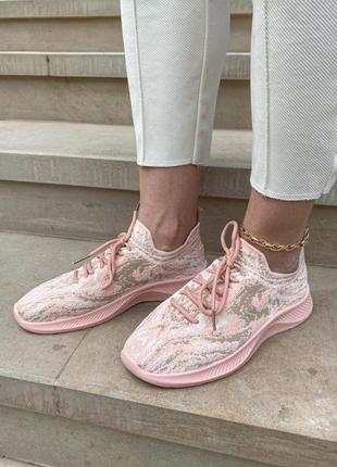 Жіночі літні рожеві текстильні кросівки🆕 легкі дихаючі кросівки1 фото
