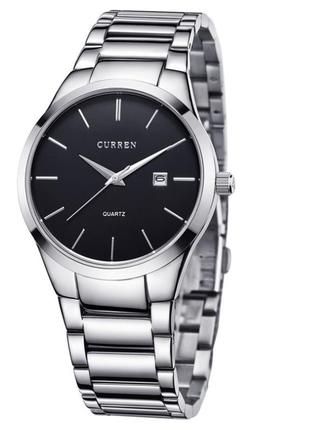 Жіночий годинник curren металевий з датою сріблястий/чорний з датою1 фото