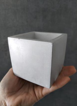 Кашпо куб горшок для цветов бетон серый2 фото